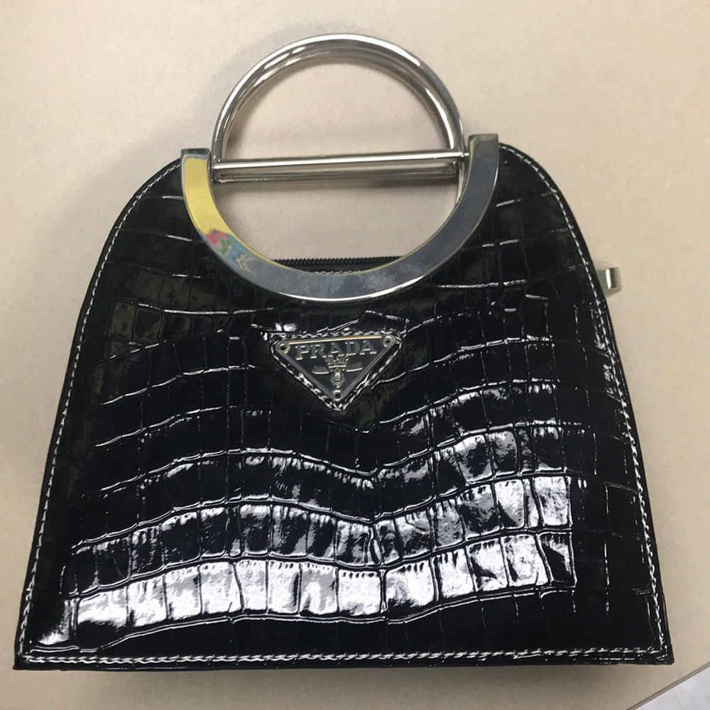 PRADA small purse. Elegant, black, glossy.